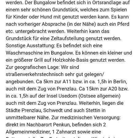 Ferienbungalow Mit Garage Und Grundstueck In Sommersdorf Uer Penkun